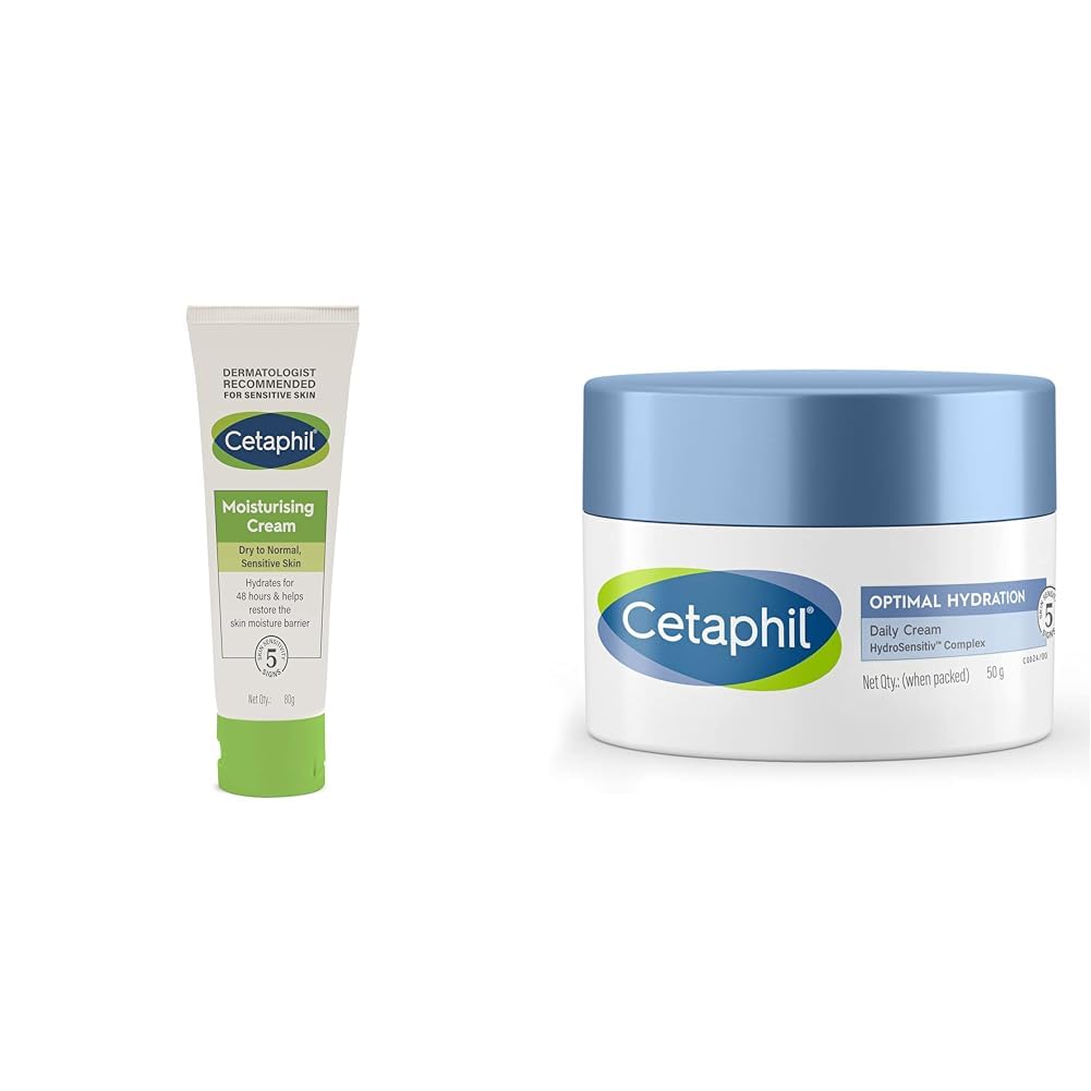 Moisturising Cream for Face & Body, Dry to Normal skin, 80 gm Optimal Hydration Daily Cream 50g Lightweight Moisturizer & Fast Absorption Hyaluronic Acid, Blue Daisy Extract, Niacinamide