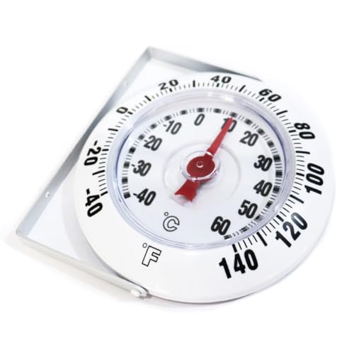 CloudHand 5 Inch Indoor Outdoor Thermometer with Mounting Bracket, Big and Bold Dial Thermometer, Easy to Read Numbers for Patio, Pool, and Indoor Areas, White