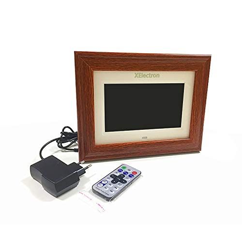 Image of XElectron 7 inch IPS LED Digital Photo Frame with HD Display, Auto-Rotate, Play Photos, Videos, Music and Slideshow with SD Card, USB Ports (Wooden)
