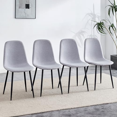 Gecheer Set of 4 Gray Fabric & Metal Spoon Chairs