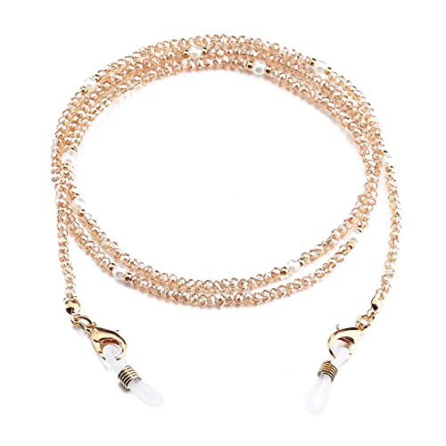 Humlbird Mask Lanyard Eyeglasses Chain Healing Crystal Beaded Sunglasses Chains With Pearl For Women, Citrine #TOP4