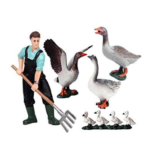 Gcroet 5stücke Bauernhof Tier Zahlen Spielzeug realistische Landschaft Tier Figuren Mini Lernen pädagogisches spielset Kuchen Topper Ornamente,simuliertes Duck Gans Spielzeug,Farm Tier Spielzeug Set
