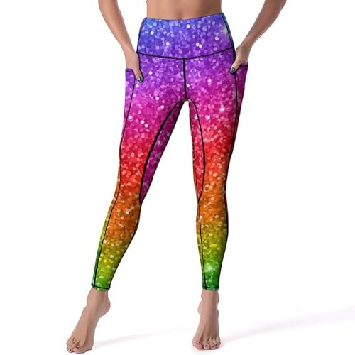 Legging arc-en-ciel femmes extensible pour fitness et jogging S