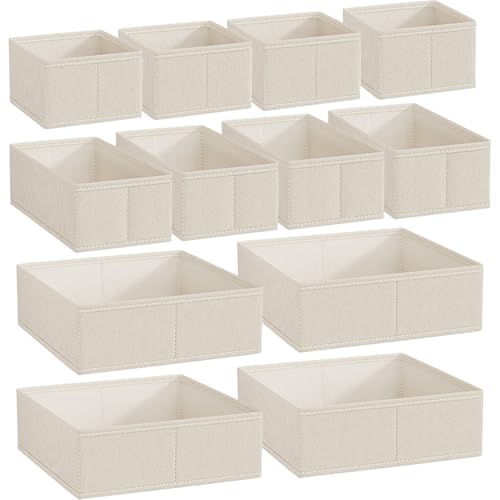 CAKEEYUM Organizador de cajones de 12 PCS, Organizador de Ropa de bebé Plegable apilable, Ahorro de Espacio y Multifuncional para vivero, Dormitorio, organizadores de cajones de Armario, Baby CL