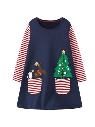 Image of HILEELANG Toddler Girl Sleeveless Dress Stripe Zigzag Cotton Casual Tunic Party Dresses