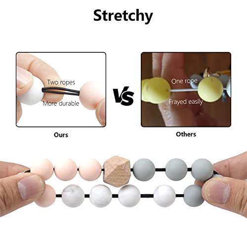 Yuoros Key Chains Women, Wristlet Bracelet Silicone Beads Bangle Car Key Holder For Gift (Pink) #TOP1