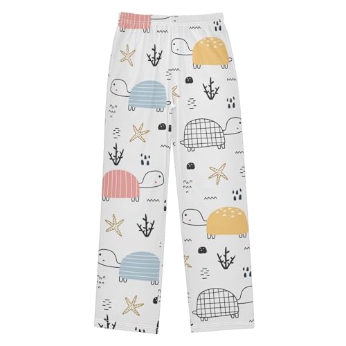 Colorful Lovely Turtle Boys Long Pants Soft Trousers Elastic Waist Kids Lounge Bottoms with Pockets S-XL