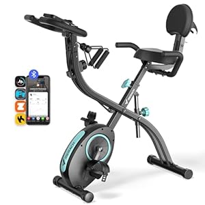 MERACH Folding Exercise Bike, Foldable Stationary Bikes for Home, 4 in 1 Upright Indoor Cycling Bike with 16-Level Magnetic Resistance, 300LBS Capacity X Bike with Exclusive APP