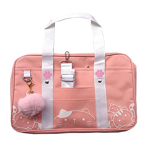 Tipiho Ita 15.6" Laptop Bag Japanese School Handbag Kawaii Cat JK Shoulder Bag(pink)