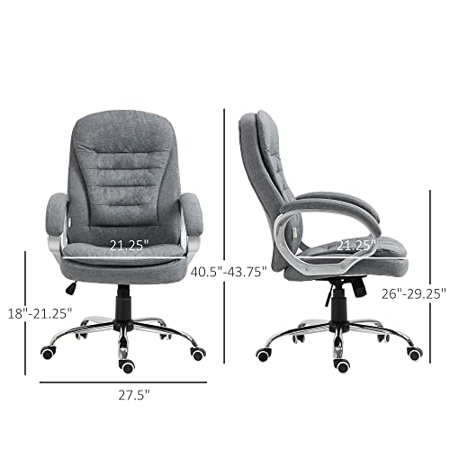 Vinsetto High Back Home Office Chair Executive Computer Chair With Adjustable Height, Upholstered Thick Padding Headrest And Armrest - Grey #TOP2