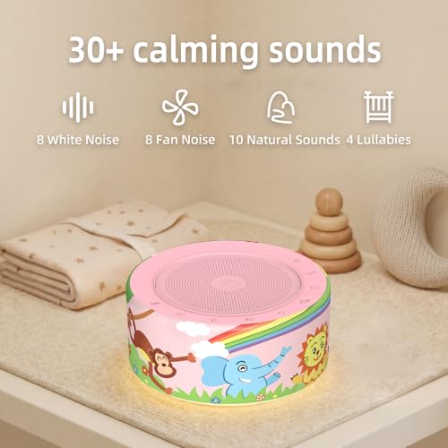 Image of Kipcush White Noise Machine for Baby & Adults, Sleep Sound Machine with 30 Soothing Sounds, 8-Color Night Light, Memory Function, White Noise for Sleeping, Nursery, Office, Travel, Relaxation