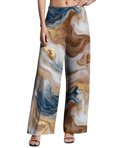 Womens High Waisted Pants 2025 Summer Wide Leg Oversize Pattern Print Loose Fit Beach Vacation Lounge Sweatpants