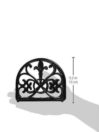 Fleur De Lis Design Cast Iron Napkin Holder, By Home Basics (Black) / Napkin Holders For Kitchen/Table Napkin Holder With Non-Skid Feet/Doubles As Storage For Small Papers #TOP7