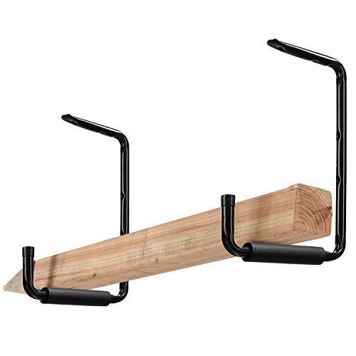 Wall Ceiling Mounted Garage Storage Hooks, 13.4’’ x 9.4’’ Heavy Duty Large Utility Hangers Organizer for Ladder,Tools, Garden Hose and Bike(2 Pack, Black)