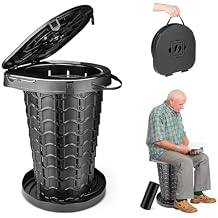 XXL Retractable Portable Toilet Travel Toilet 440lbs Capacity Adjustable Height Camping Toilet for Adults & Kids 3.19-18.7 Inches Collapsible Portable Potty for Camp/ Car/ Boat/ Tent