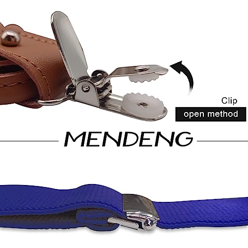 MENDENG Men's Suspenders Braces Leather Strap Father/Husband's Gift 6 Buttons