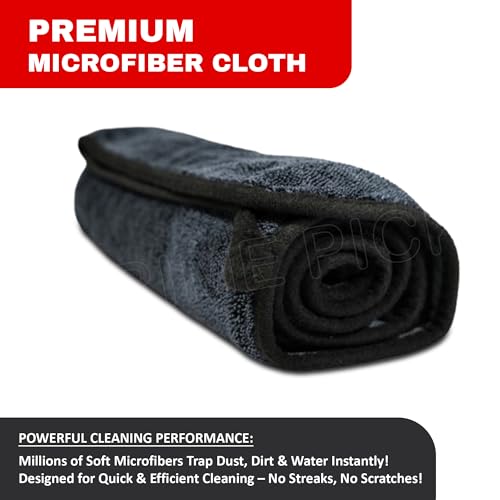 Image of Prime Pick Microfiber Cleaning Cloth Super Absorbent Double Sided Extra Large Car Bike Detailing Drying Polishing Towel Lint Free Scratch Free Reusable Cleaning Cloth Grey 90 x 60 cm 600 GSM