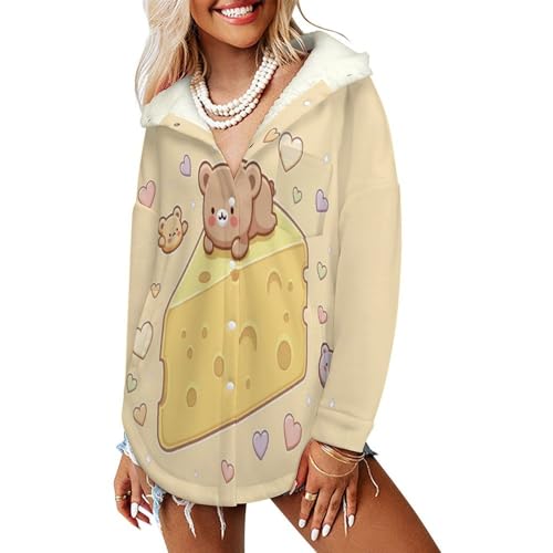 Sweats à capuche chaud femme contre le froid avec poches jaunes