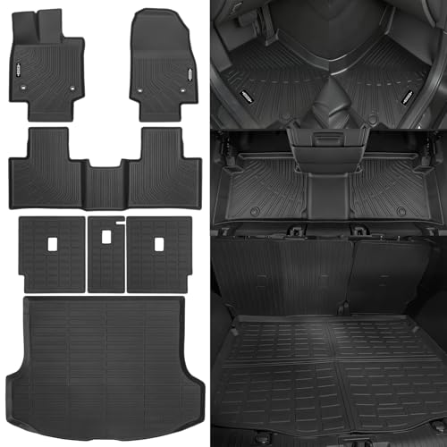 NQOQN Custom Fit Floor Mats for Lexus RX RX350/RX350H/RX500h(NOT for RX450h+ PHEV) 2023-2026 All Weather TPE Floor Liners with Trunk Mat & Backrest Protectors Odorless Full Set Interior Accessories