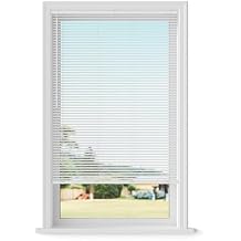 Lumino - Cordless Light Filtering Mini Blinds for Indoor Windows - 34" W x 36" L - White, 1" Vinyl Slats, Smooth Lift Operation, Horizontal Window Blinds for Home