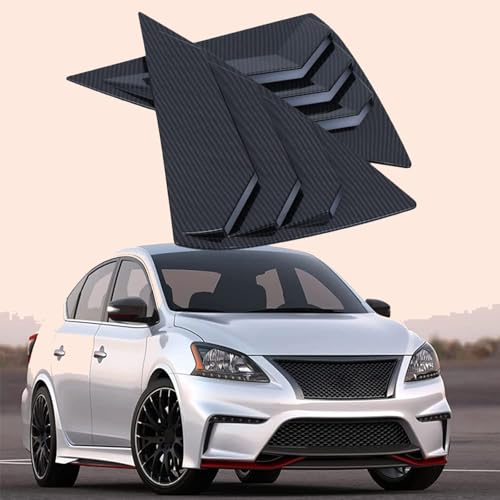 venveal Rear Side Window Louvers Compatible with NIS-san Sentra 2012-2019 Rear Side Window Louvers Air Vent Scoop Shades Cover Blinds Exterior Accessories 2PCS(Carbon Black) by venveal - Image 4