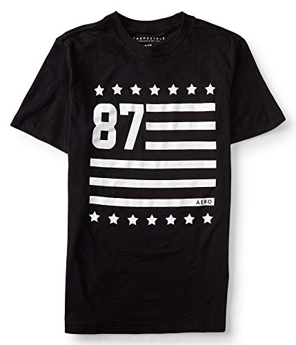 Aeropostale Men's 87 Flag Graphic T Shirt S Black