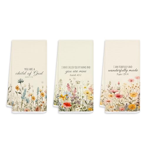 FOPENEM Vintage Floral Christian Kitchen Towels, Christian Gifts for Women,