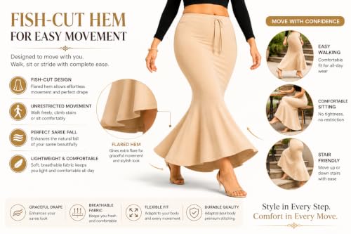 Image of Lycra Saree Shapewear Petticoat for Women, Shapers for Women's Sarees Fish Cut Shapewear