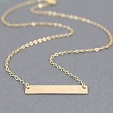 Personalized Nameplate Necklace 14K Gold Filled Bar Pendant Hand Stamped Name Jewelry Birthday Gift For Her