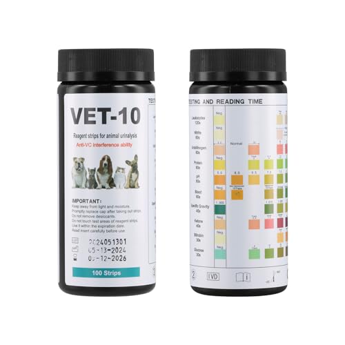 Amexo 100pcs Pet Urine Test Strips 10 Parameter Urine Dipsticks Test Paper Fast Ketones Level Monitor Test Professional Animal Urinalysis Reagent Strips