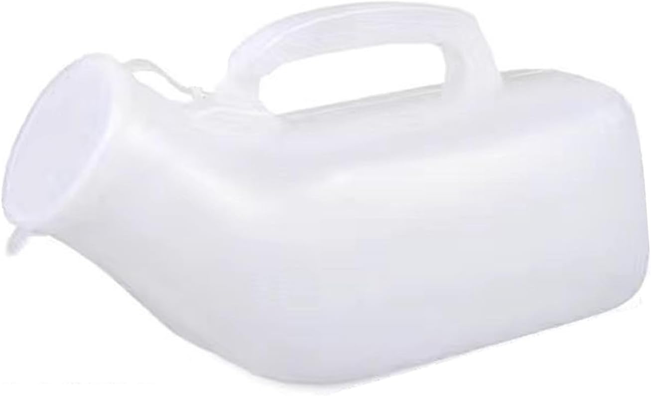 Male Urinal，Bed Pan Portable Urinal for Men Spill Proof for Seniors Plastic Male Pee Bottle Portable Nighttime Pee Container for Hospital, Incontinence, Elderly, Bedside Use(White)