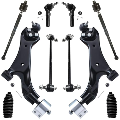 Image of Detroit Axle - 10pc Front End Suspension Kit for 2008 2009 Saturn Vue 2 Lower Control Arms w /Ball Joints 2 Sway Bar End Links 4 Inner & Outer Tie Rods 2 Boots Replacement