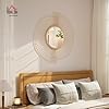 HOMCOM Decorazione Murale Specchio da Parete Rotondo, Specchiera Moderna con Strisce in Metallo e Design Plissettato, Wall Art per Soggiorno, Camera e Ingresso, 60x60 cm, Oro #1