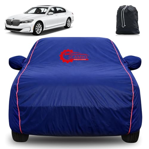 Image of 100% Waterproof Car Cover for BMW 7 Series (Uptil 2022) | All-Weather, Dustproof & UV Protection | Heavy-Duty 3-Layer Fabric | Custom Fit with Mirror & Antenna Pocket | Navy Blue