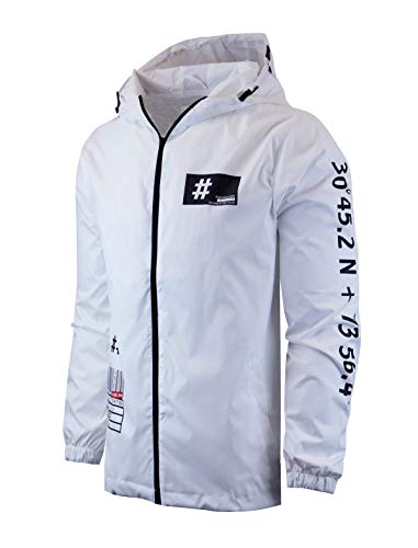 Image of Screenshotbrand Lightweight Hooded Water Resistant Windbreaker - Zip-up Fashion Map Print Rain Jacket