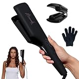 Mermade Hair Double Hair Waver Tool - Double 1" Barrel Iron for Crimp-Free Beach Waves, Hair Curler for Women, Ionic Ceramic Plates, Reduces Frizz, Suitable for Short, Medium, & Long Hair - Black