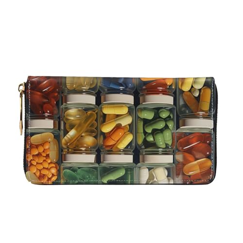 Leather Wallet for Women Men Bifold Wallet Ultra Slim Credit Card Holder Pill Clustering Ladies Clutch Purse3