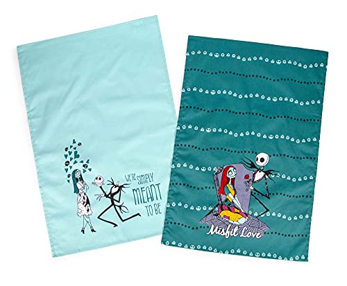 The Nightmare Before Christmas Jack And Sally Cotton Hand Towels, Set Of 2 | Quick Dry Wash Cloths Bath Set Collection | Official Disney Home Decor For Kitchen, Bathroom #TOP12