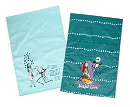 The Nightmare Before Christmas Jack and Sally Cotton Hand Towels, Set of 2 | Quick Dry Wash Cloths Bath Set Collection | Official Disney Home Decor for Kitchen, Bathroom
