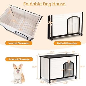 Petsfit 40.2" Dog House Outdoor, Unfold to Use, Folding Dog House Outdoor, No Tools Required Assembly, Outside Dog House with Durable Asphalt Roof (Medium, White) Petsfit 40.2″ Dog House Outdoor, Unfold to Use, Folding Dog House Outdoor, No Tools Required Assembly, Outside Dog House with Durable Asphalt Roof (Medium, White)