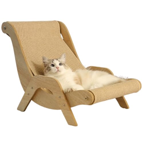 猫用爪とぎベッド ソファー 麻素材 猫 爪研ぎ おもちゃ 猫用品 つめとぎ ストレス解消 多用途デザイン 56×34×37cm(中小型猫用) (?木色-ソファー)