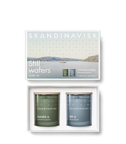 Skandinavisk Still Waters Giftset of 2 Candles, Fjord, ØY 'Island'. Vegan Formula, 0.44 lb. x 2