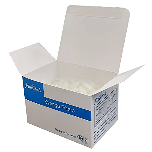 Image of Hydrophobic PTFE Syringe Filters 25mm Diameter 0.22μm Pore Size for Laboratory Filtration by Finetech (Pack of 100) Made in Taiwan (PTFE Hydrophobic 25mm 0.22um, 100)