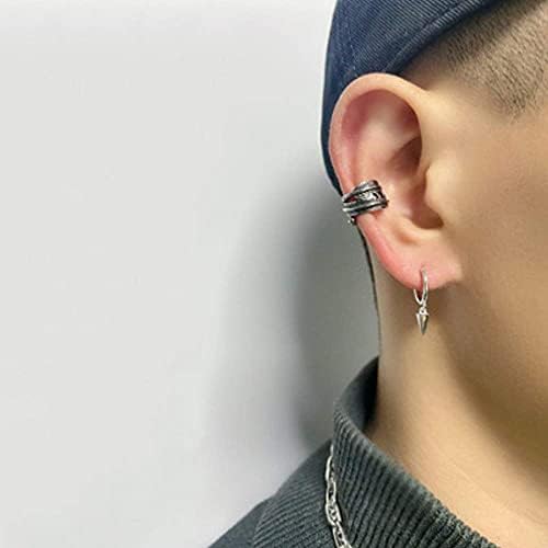 Tiny Punk Spike Dangle Drop Hoop Earrings for Women Teen Girls Men Sterling Silver Charms Hoops Cuff Cartilage Stud Tragus Helix Wrap Geometric Earrings Hypoallergenic Fashion Personalized