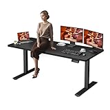FitStand Standing Desk, Large Stand Up Desks, 71x31 Inches Electric Sit Stand Desks , Adjustable Height Computer Table Charging USB Port&Sedentary Reminder for Home Office with Splice Board (Black)