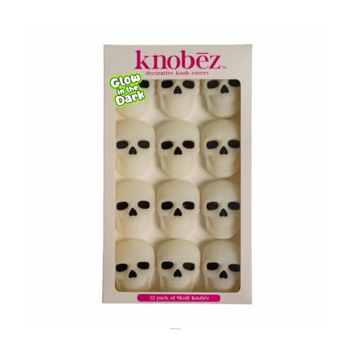 Knobz: Decorative Cabinet Knob Covers - Skull - 12pk - Stretch Over Hardware Decorations Spooky-Halloween-Fall-Seasonal Kitchen-Bathroom-Dressers