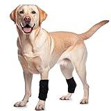ROZKITCH Dog Leg Protector for Rear Hock Joint or Front Leg Knee, 1 Pair of Dog Leg Compression Wrap Sleeve for Anti Licking Carpal Support Ankle Support Protect Injury Sprain Torn ACL CCL Black S