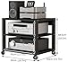 OMKUOSYA 3/4/5 Tier Audio-Video Media Stand with Adjustable Shelves, Home Stereo System Entertainment Components Cabinet for Gaming, Meeting, Living, Recording Room, Black(50x40x48.5cm)