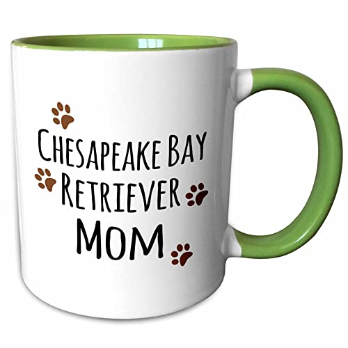 3dRose Chesapeake Bay Retriever Dog Mom Paw Prints 11oz Two-Tone Green Mug