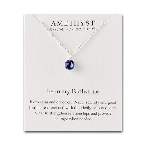 Philip Jones February (Amethyst) Birthstone Necklace Created with Zircondia® Crystals